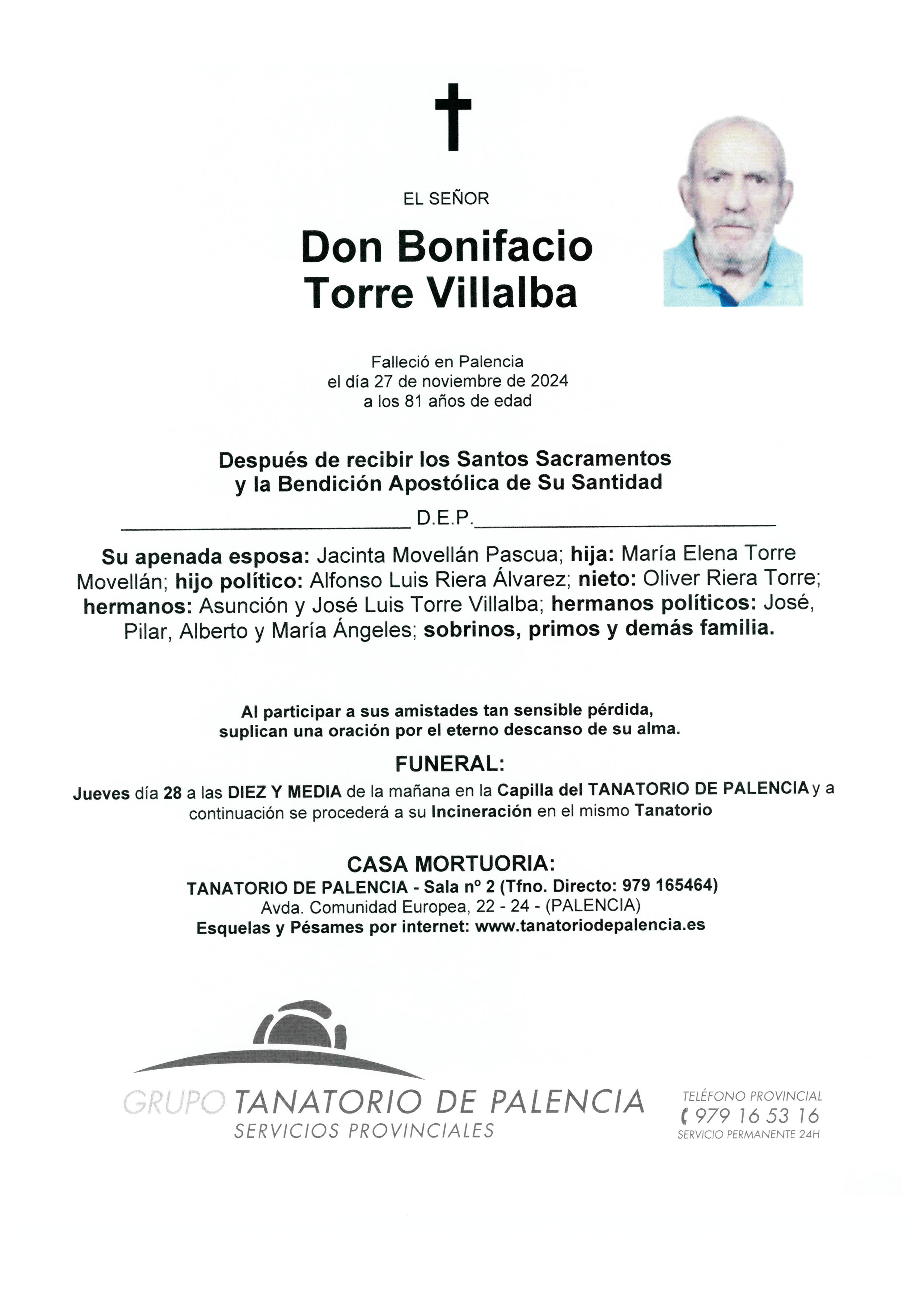 EL SEÑOR DON BONIFACIO TORRE VILLALBA